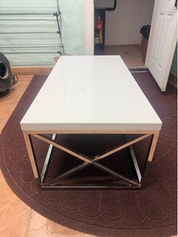 White Gloss Coffee Table with Chrome Base