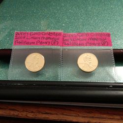 Set Of Two Lincoln Young Life Golden Pennies