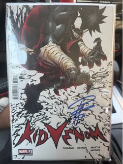 Signed kid venom comic book