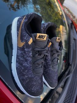 Nike Flex Experience RN 6 Men's Sneaker Lace Up Low Top Black Gold White