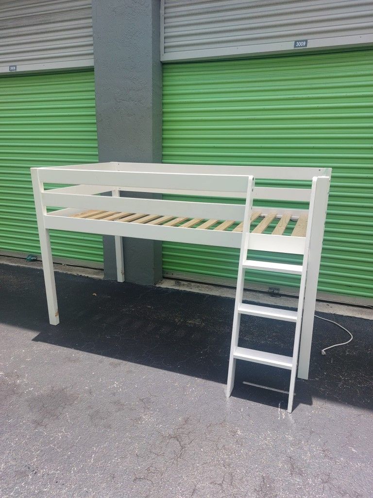 White Twin Loft Bed Frame