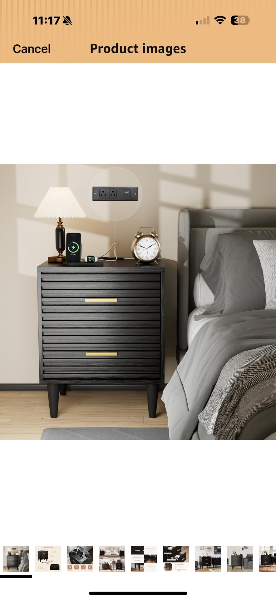 Alohappy Nightstands with Charging Station and USB-C Port, 19" W Flute Night Stand with 2 Drawers, Farmhouse End Table Modern Wood Bed Side Table for