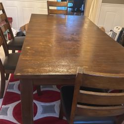 Wooden Dining Table With Chairs And Bench