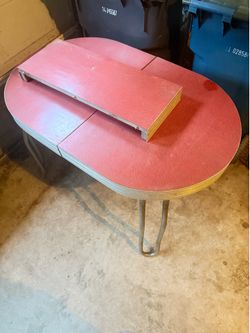 vintage 1950s red Formica and chrome kitchen table with 4 matching chairs