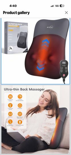 Brand New Back Massager with Heat .Ultrathin 4D Shiatsu Lower Back Massager, Chair Back Massager for Home Office, Gifts for Women Men,Black