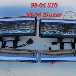 98-04 Chevrolet S10 Blazer LED DRL Headlights Luces Micas Calaveras Faros Faroles Focos Chevy Headlamps 