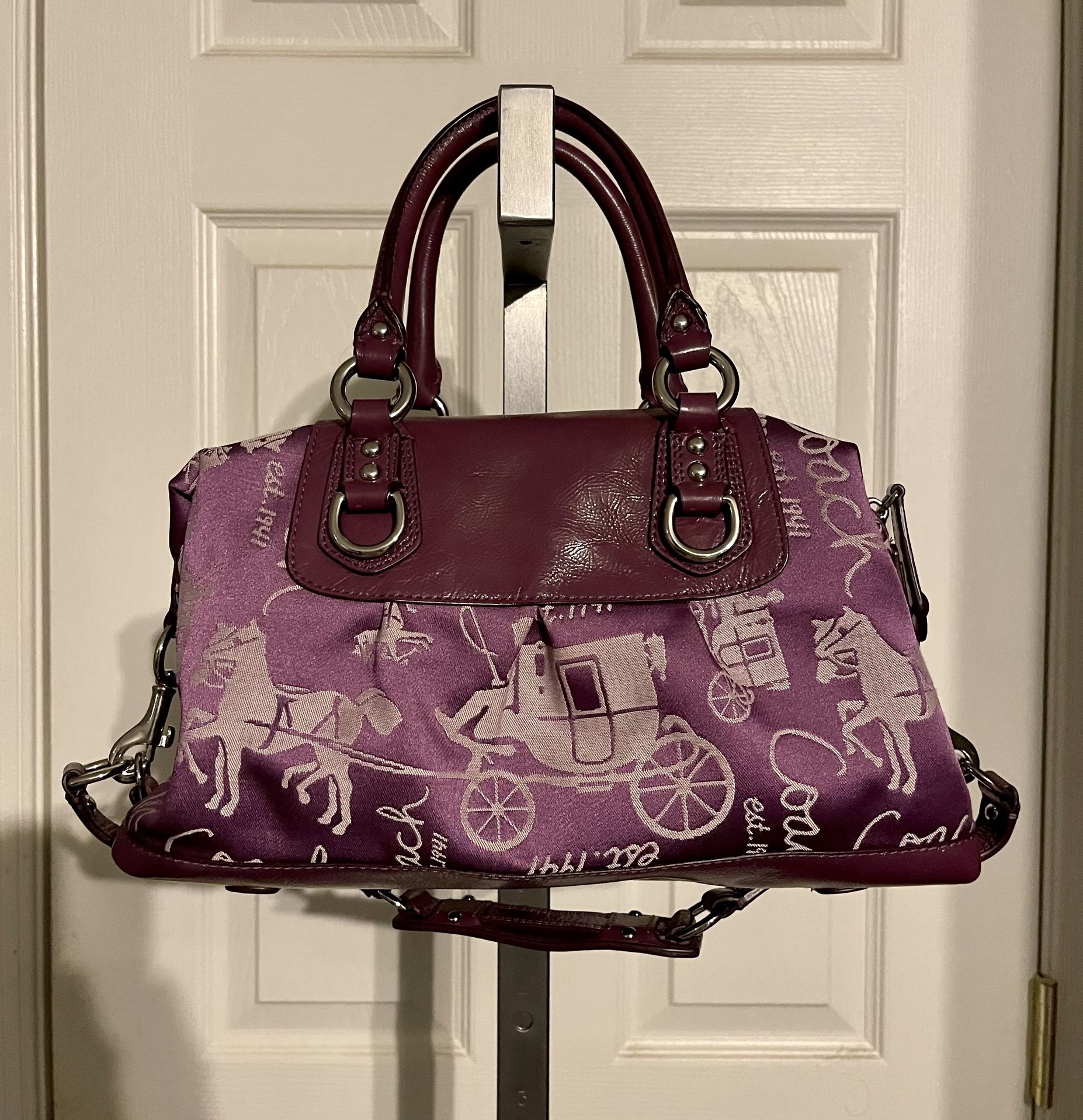 Coach 2011 Ashley purple horse & carriage satchel bag purse NWOT Limited and HTG