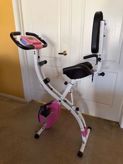 Pink Foldable Exercise Bike