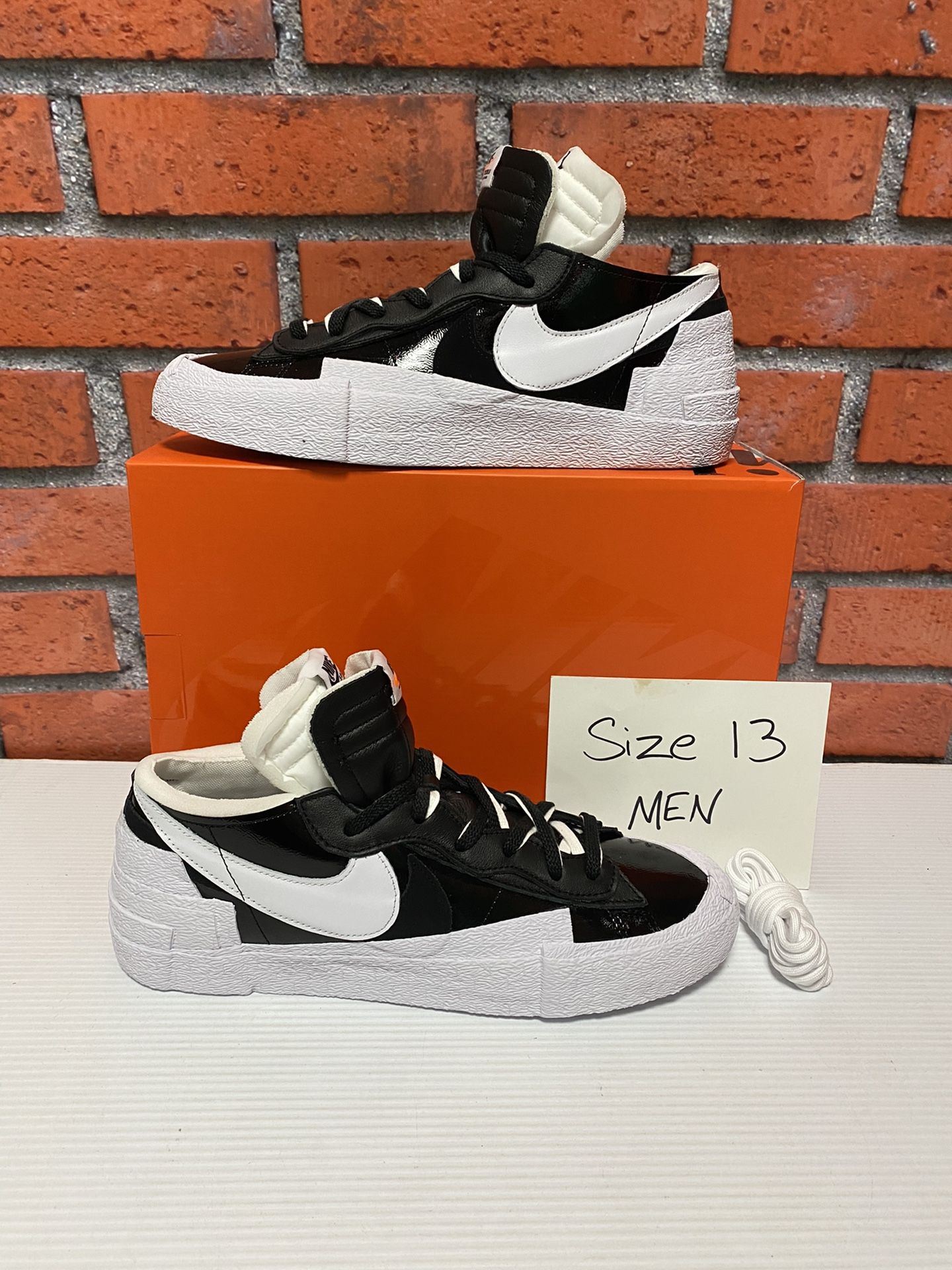 Nike Blazer Low X Sacai ‘black Patent Leather’ Size 13