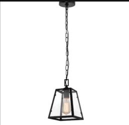 Hampton Bay Knightley 1-Light Matte Black and Glass Mini Pendant