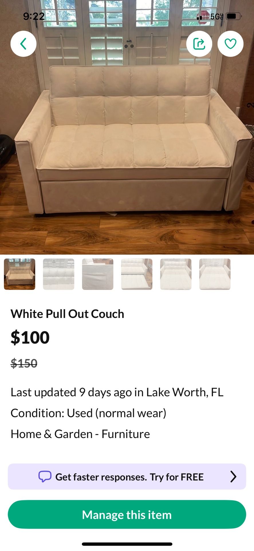 White Couch Pullout Sleeper