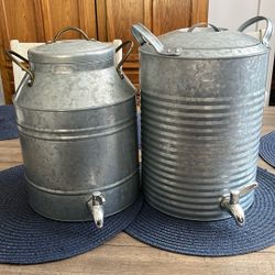 Two Milk Cans with drain spouts