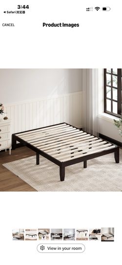 Giantex Full Wood Platform Bed Frame, 14 Inch Solid Rubber Wood Mattress Foundation, Heavy Duty Wooden Slats Support, No Box Spring Needed, Easy Assem