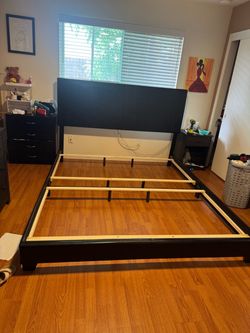 Black Cal King  Bed Frame with Headboard