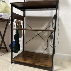 Sturdy Wooden Kitchen Appliances Stand with Built-in Switch Board & Hooks - Like New!