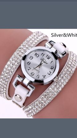 Silver and white infinity watch