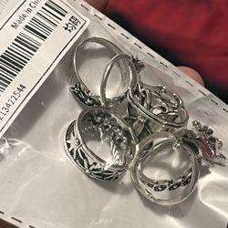 Mixed Designed Silver Colored Rings Set