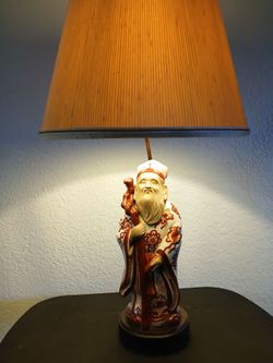 Vintage Jurojin statue lamp