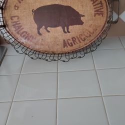 Serving Tray Vintage Metal Farm