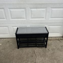 Bamboo shoe rack with storage, 2-tier shoe shelves, for entryway, living room, bedroom, 31.5 inches wide, ink black🔥🔥🔥