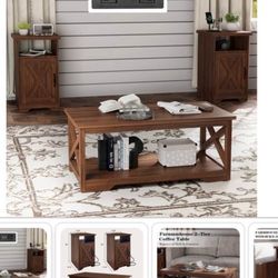 NEW Coffee Table and End Table set WERSMT Farmhouse Rustic