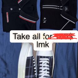Burberry shoe size 10, Prada polo size medium, Armani Exchange polo size small, take everything for 160$