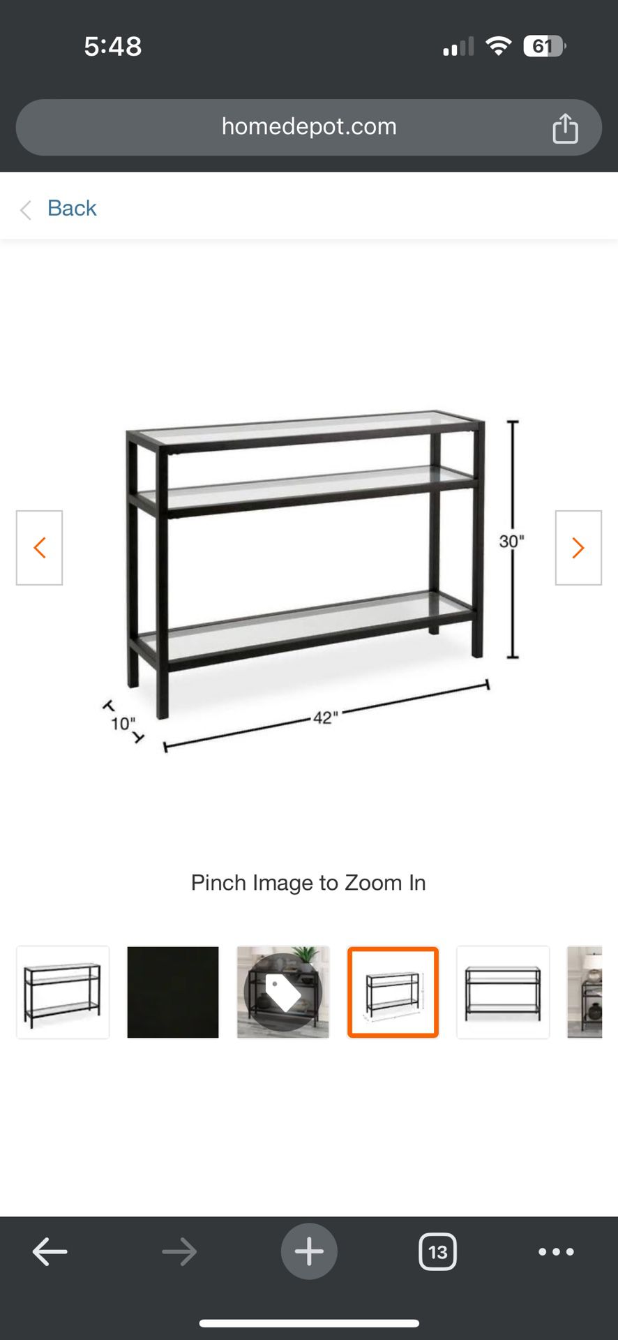 Glass And Black Metal Console Table 