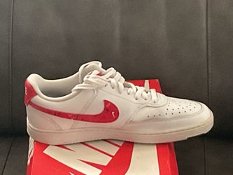 Nike Court Vision Low White/Red Sneakers - Size 9.5
