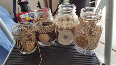 Burlap jar decor, each