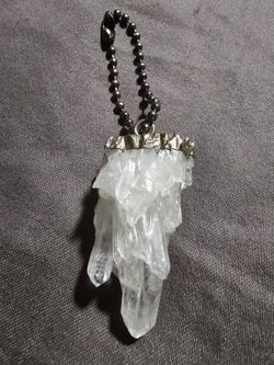 Extra large clear quartz raw crystal necklace