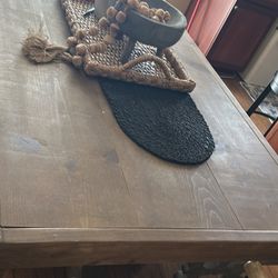 Wood Dining Table 2 Chairs, Two Benches Measurements On Post