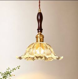 Elegant Glass Pendant Light – Solid Brass Holder, UL Listed, Warm Bulb Included