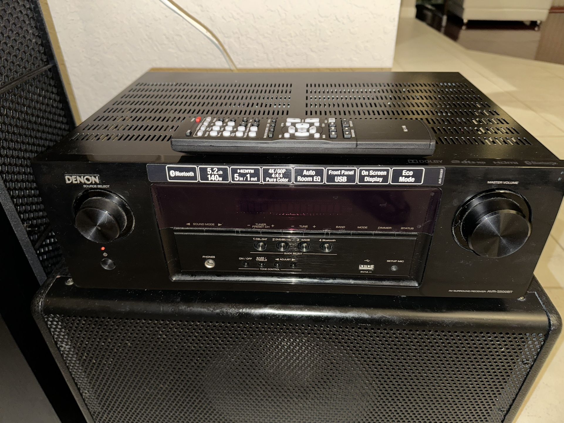 Denon AVR-S500BT 5.2 4K Bluetooth Receiver+Remote