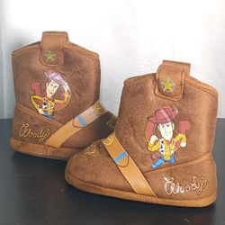 Disney Toy Story Woody Cowboy Boot House Slippers 9 -10 Toddler Kids Pull-on 