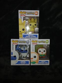 Funko Pop! Pokémon Absol #1090 Ninetales #1091 Rowlet #1092 Set of 3 with Protectors 