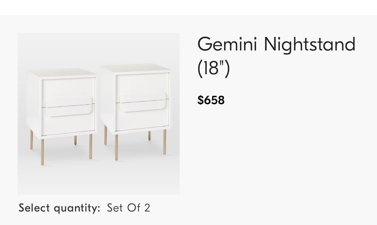 Gemini nightstand clearance white lacquer