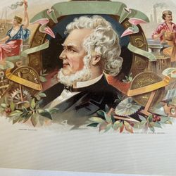 Cigar Box Label Vintage Collectible, Advertising Artwork By Schlagel Of New York 7“ X 11“ Approximately