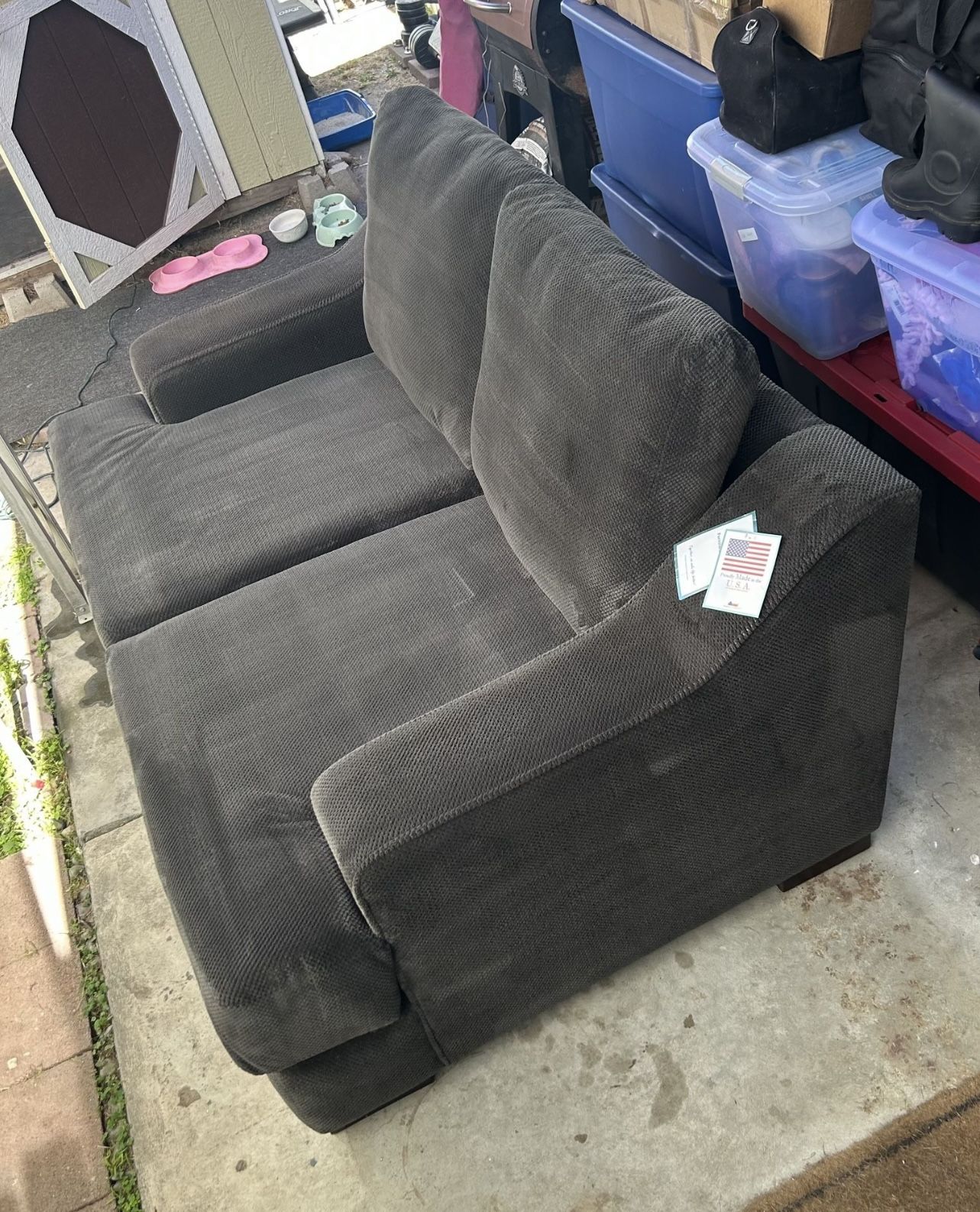 Charcoal Grey Fabric 70" Bonaterra Loveseat | Track Arms | Loose Reversible Back