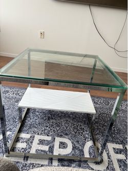 Glass and Chrome Square end Coffee table