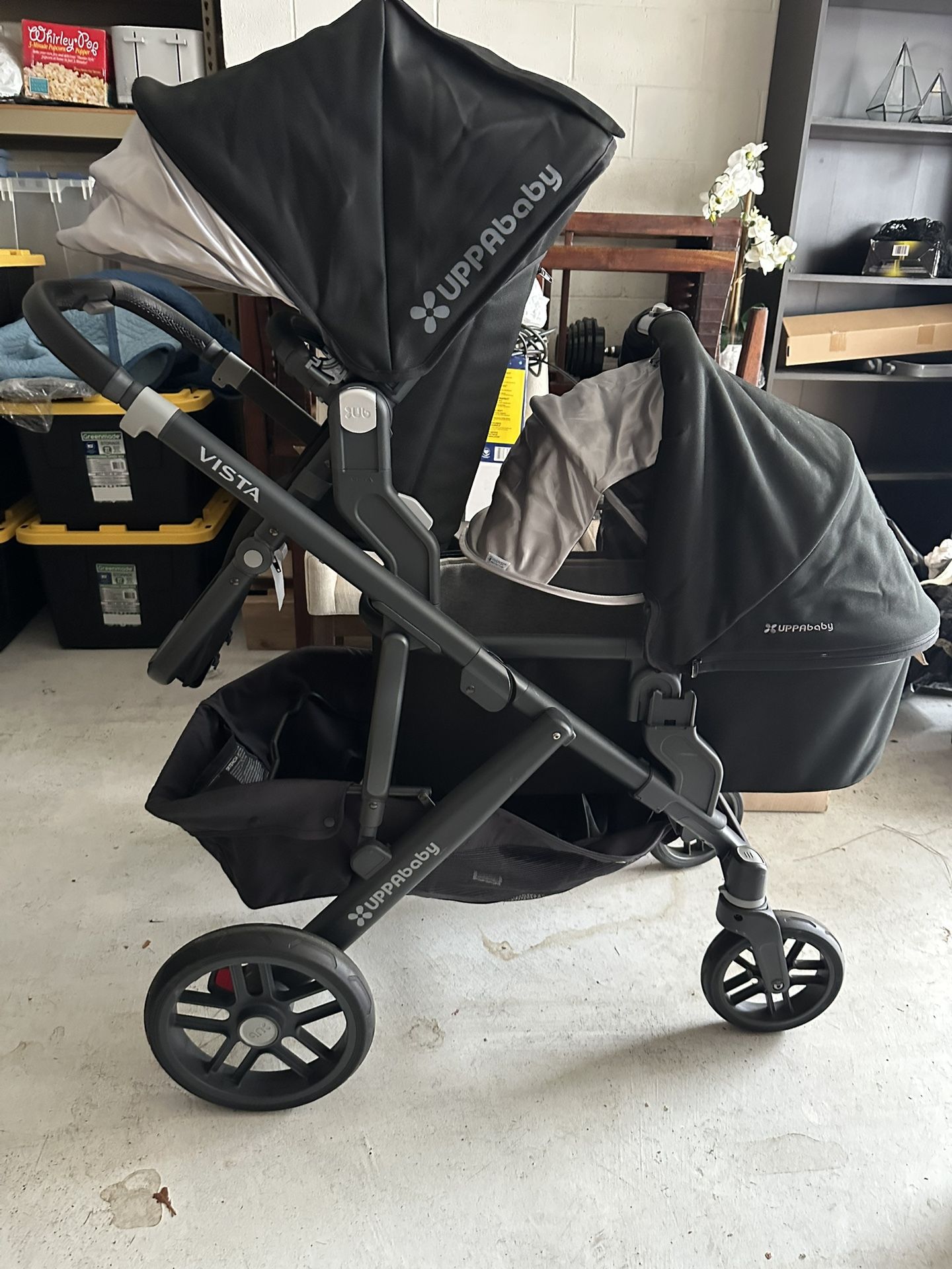 Uppababy Vista Stroller, Toddler Seat, Bassinet, Adapters And Extras