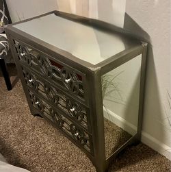 Mirrored 3-Drawer Accent Chest Nightstand