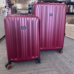 Delsey Paris Accelerate 2-Piece 30" & 22" Carry-On Hardside Luggage Set - Red, New in Box 