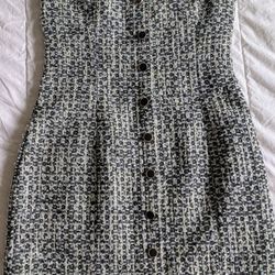BRAND NEW B&W Speckled Elegant Tweed Dress 