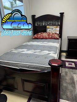 Twin bed frame cherry cama con colchón y tambor nueva