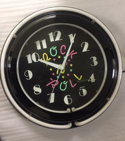 Rock & roll double neon (pink & blue color)wall clock