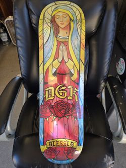 DGK GLASS Rainbow Stained Glass Skateboard Deck Blessed Virgin Mary