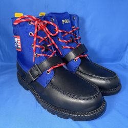 Size 5.5 Boys Polo Ralph Lauren Ranger Hi II Boots Youth Black/Blue  Leather
