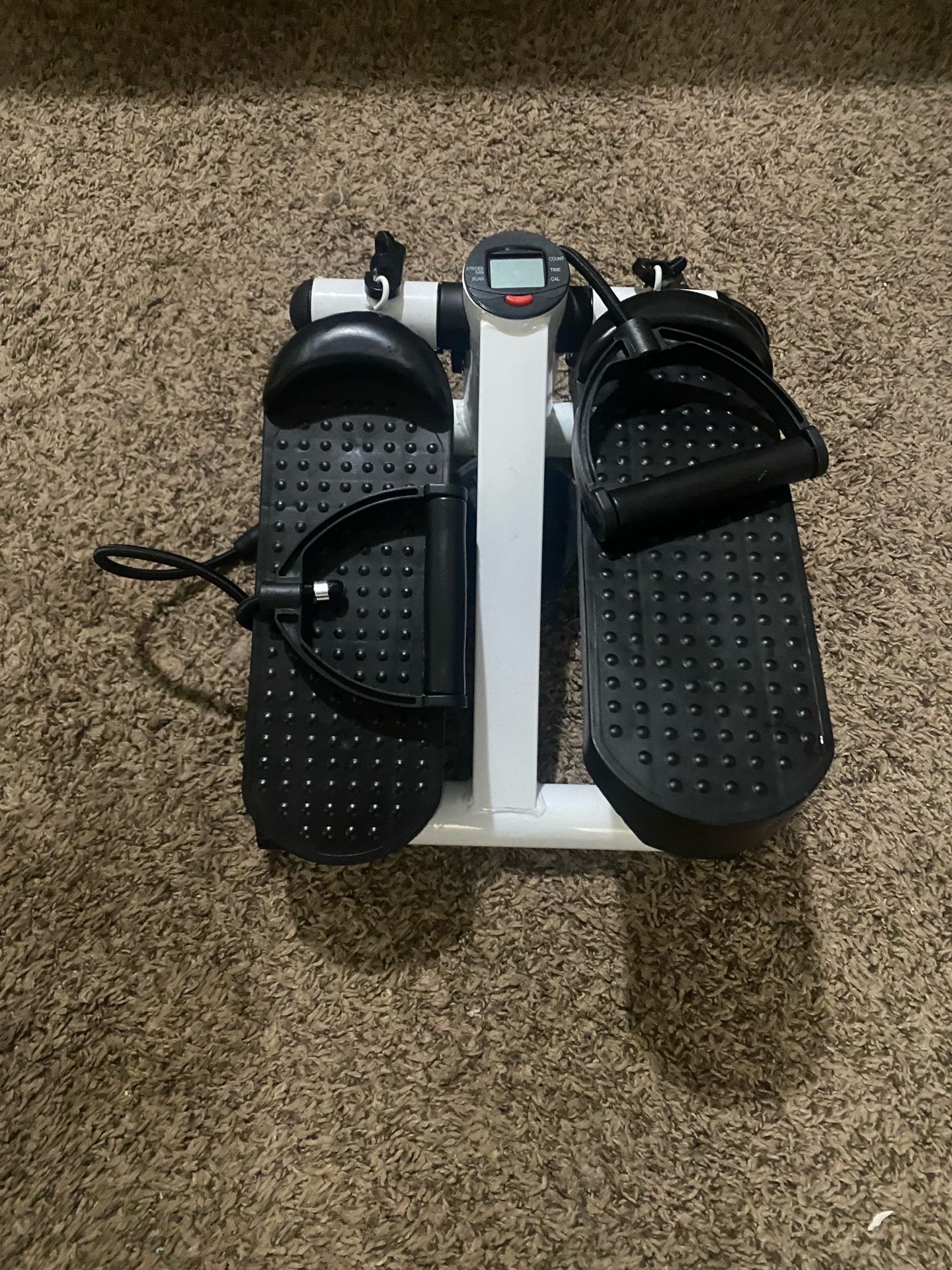 Stationary stepper with arm straps