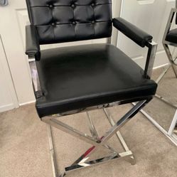 One Black Leather Directors Chair Z Gallery Chrome 