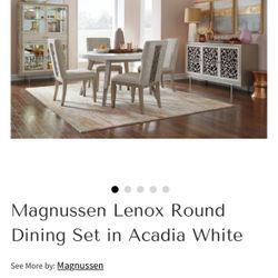 Magnussen Lenox Round Dining Set (5piece) in Acadia cream White